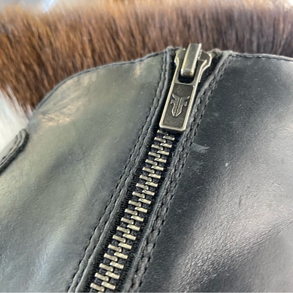 Frye Black Leather Western Ankle Booties SZ 6 - Picture 8 of 11